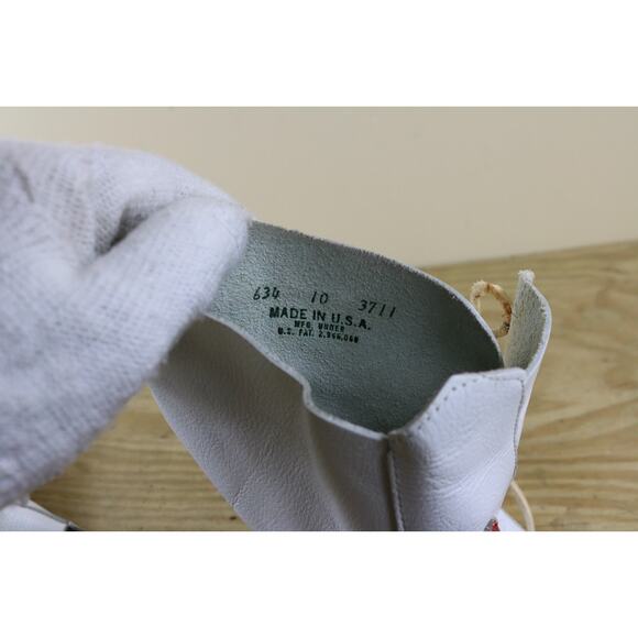 Vintage Minnetonka Boots 10 White Leather Thunderbird Beaded Ankle Bootie USA - Picture 6 of 9
